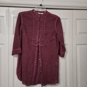 SOFIA Burgundy Button-Up Tunic